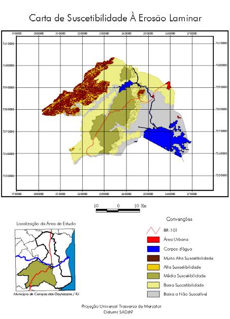4 CONCLUSÕES Observou-se o predomínio de baixa suscetibilidade à erosão, o que é determinado principalmente pelos tipos de solos e pela topografia predominantemente plana da região.