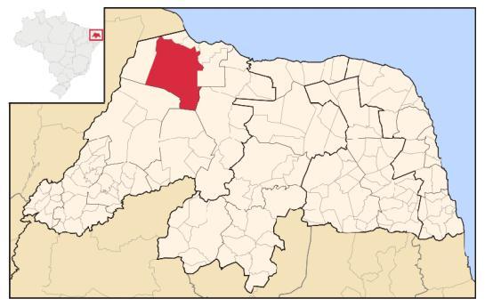 Mossoró situa-se na Mesorregião do Oeste Potiguar e é o maior município do estado do Rio Grande do Norte em extensão territorial, ocupando uma área de 2.099,33 km², segundo o IBGE (Figura 1).