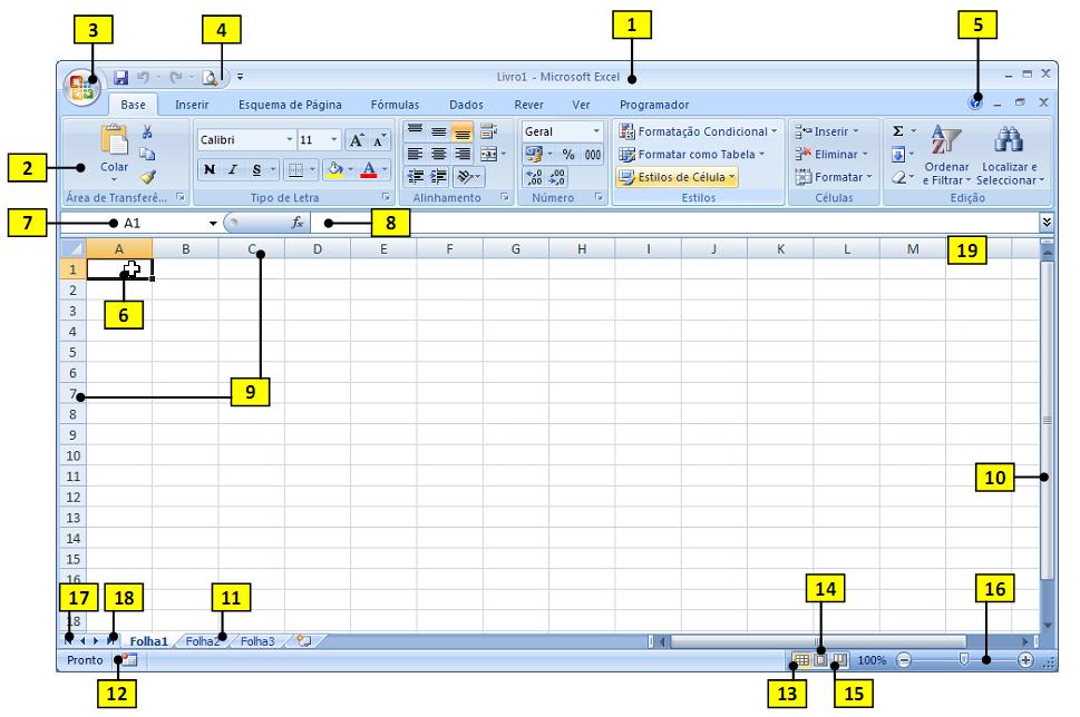 No excel usamos o teclado da mesma forma que o usamos com o word, pelo que se dispensa qualquer explicação adicional.