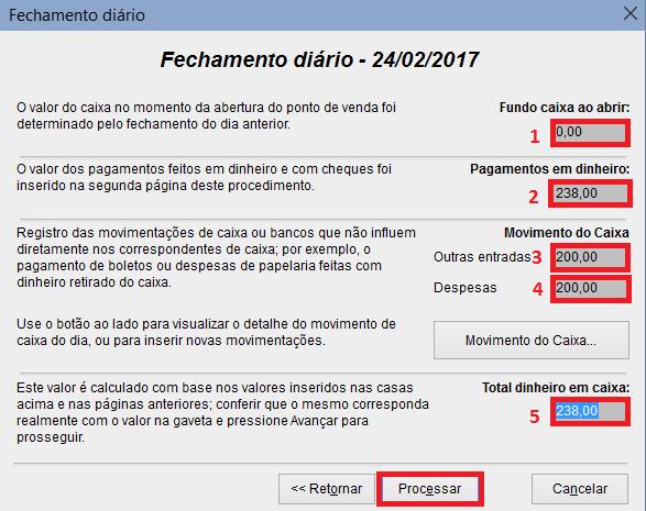 7 Na tela seguinte - que é a terceira tela - constará a data em que o fechamento está sendo executado.