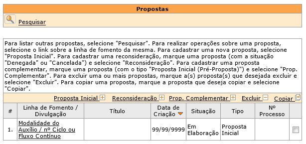 : ao clicar neste link, você irá visualizar uma versão da proposta apropriada para a impressão. Dessa forma, você pode ter uma visão geral de como está o preenchimento das abas e seus campos.