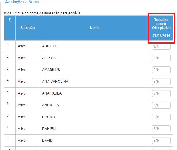 avaliações cadastradas. 9.