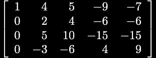 Matriz em escada L3 <> L4 colunas com pivot É