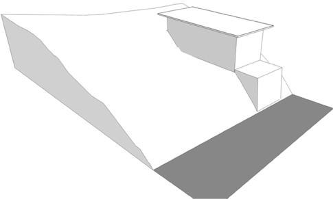 fachada, define linhas reguladoras em várias direções, explicitadas através da estrutura metálica (Figura 4). Figura 2: Partido compacto vertical e topografia acidentada.