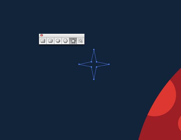 Selecione a ferramenta Estrela que está debaixo da coleção de ferramentas Formas.