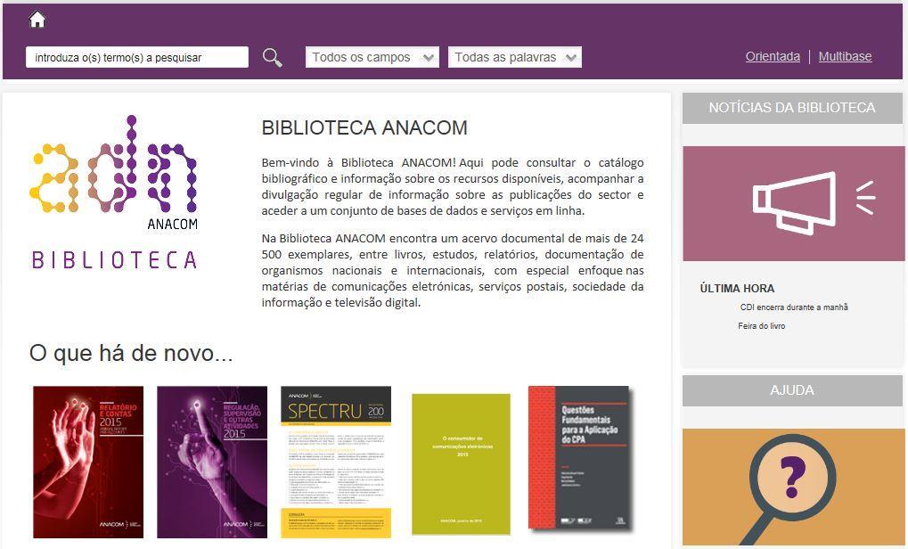 BIBLIOTECA ANACOM - Manual do Utilizador O presente manual pretende proporcionar-lhe uma descrição das funcionalidades da Biblioteca ANACOM.