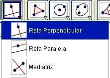 3) Construa uma reta perpendicular: selecione a ferramenta Reta Perpendicular e clique no ponto e no