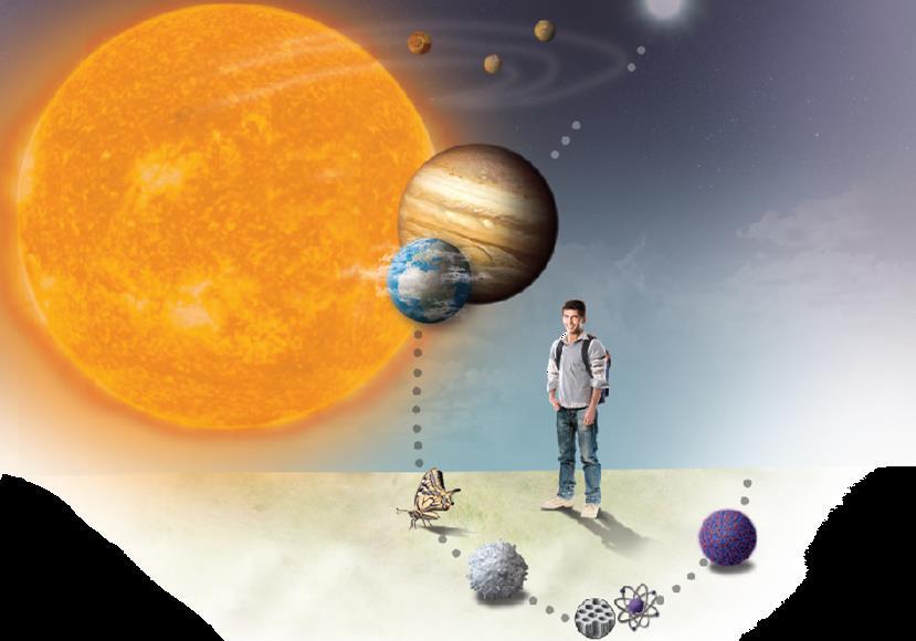 Tamanho dos átomos 10 13 m Diâmetro do sistema solar 10 9 m Diâmetro do Sol 10 8 m Diâmetro de Júpiter 10 7 m Diâmetro