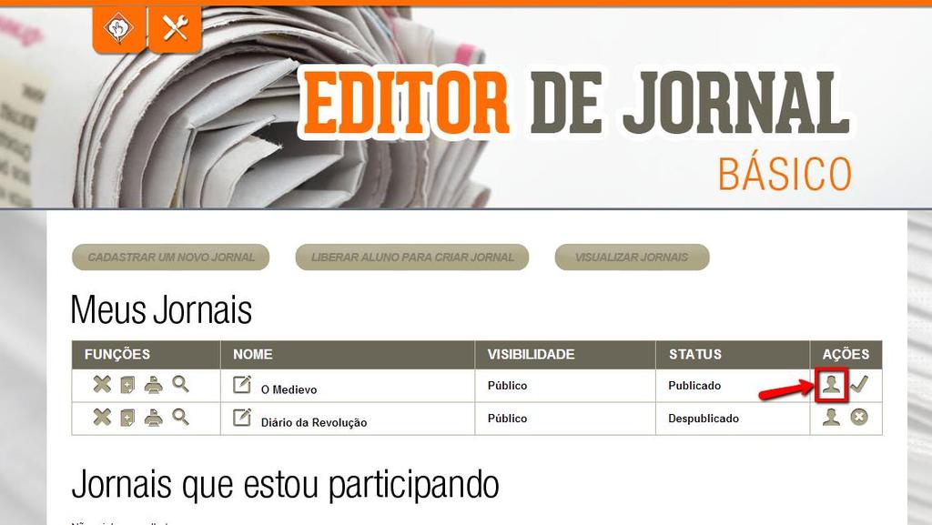 Clique em para publicar o seu jornal.