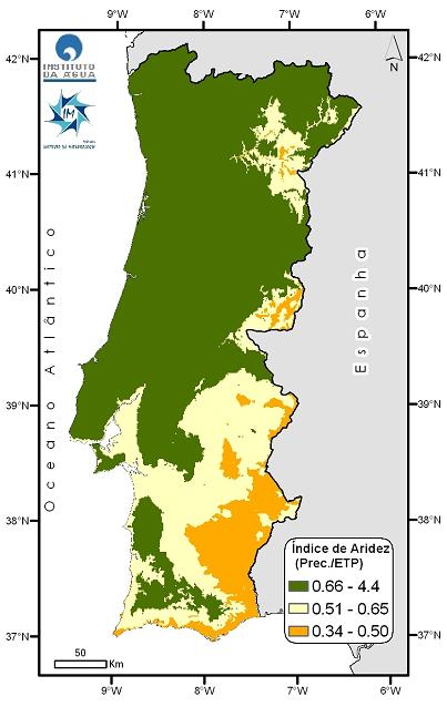 Índice de Susceptibilidade do CLIMA à DESERTIFICAÇÃO Mapa que traduz as disponibilidades hídricas do solo, reflectindo as situações de humidade e de stress