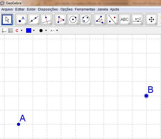 4 II. Atividades de introdução ao software GeoGebra Configuração inicial 1. Clique no menu disposições; 2. Clique na opção geometria. Atividade 1 Criando pontos 1. Clique na ferramenta pontos ; 2.