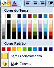 O botão à esquerda permite o preenchimento da cor de fundo e o botão à direita permite a escolha da cor do texto.