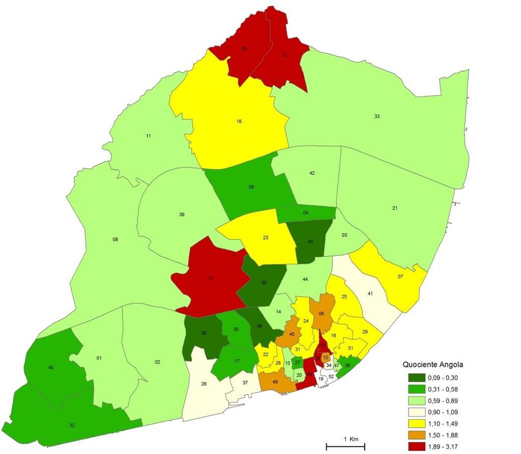 Distribuição espacial da população nacional de Angola Figura 30.