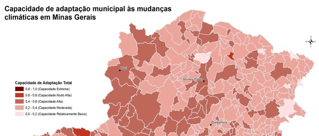 Capacidade de Adaptação municipal CATEGORIA MUNICÍPIOS POPULAÇÃO ÁREA Relativamente baixa 11 1,28% 0,09 M 1,3%