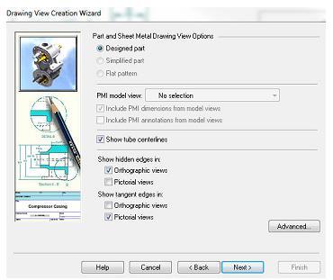 4. Clique no botão Fit para ajustar a folha de desenho à tela do computador. 5. Clique no botão View Wizard no menu Drawing Views e procure o diretório onde você salvou o arquivo Corpo da Biela.par. Caso estiver trabalhando com versões anteriores do Solid Edge, aparecerá uma janela de configurações das vistas.