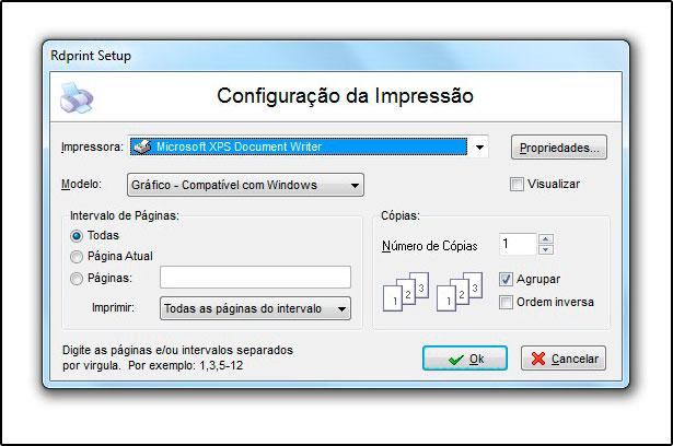 Escolha a impressora e clique em Ok para fazer a impressão da duplicata.