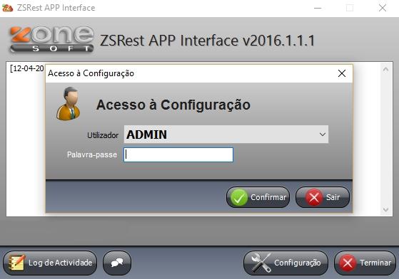 Rest APP, para isso clique em "Configuração" conforme demonstra