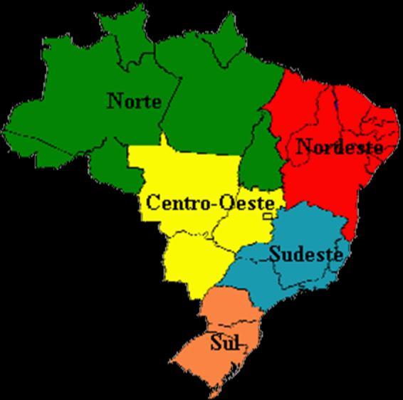 REGIONALIZAÇÃO OFICIAL A Regionalização oficial do Brasil divide o território em cinco grandes regiões, também chamadas de