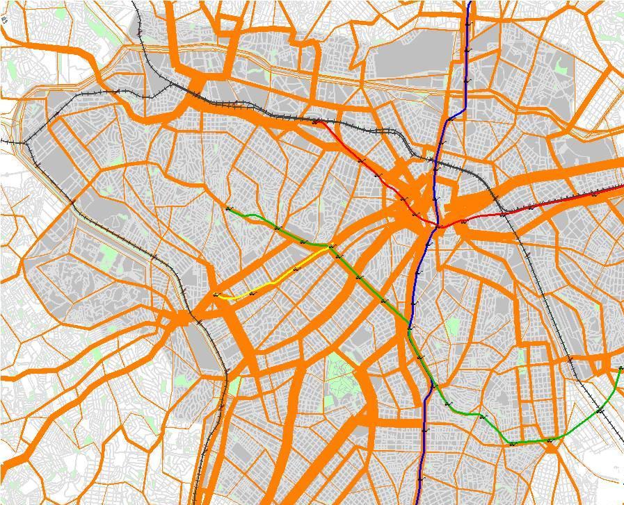 SERVIÇO EM REDE AMPLIAR AS POSSIBILIDADES DE CONEXÃO: Concentração dos ônibus nos Eixos Radiais Centro Historio