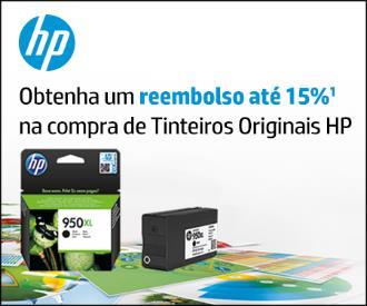 Campanha - Tinta Obtenha um reembolso até 15% 1 com Tinteiros Originais HP Mais tinta. Maior poupança. Obtenha um reembolso até 15% 1 na compra de Tinteiros Originais HP.