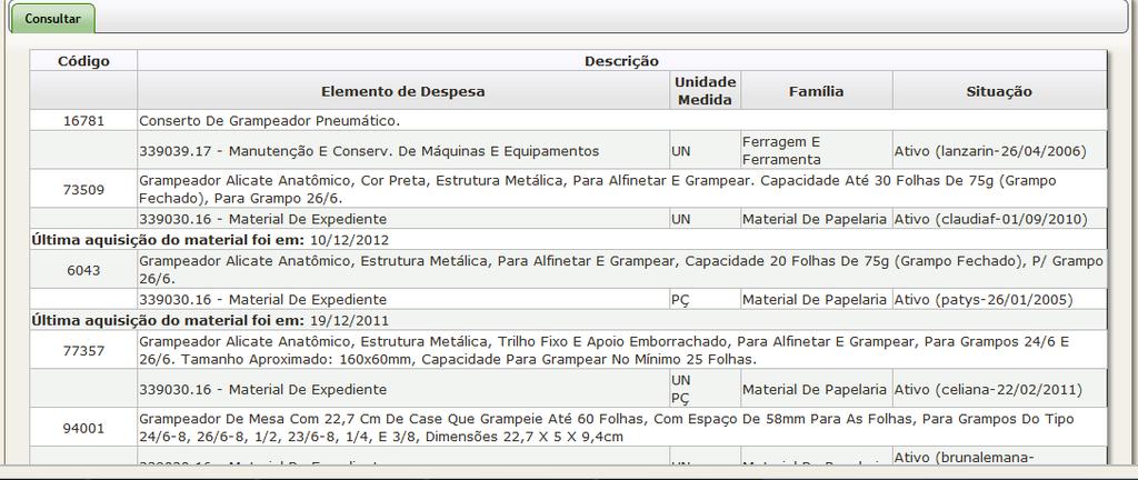 Deve ser informada pelo requisitante ao solicitar o cadastramento.