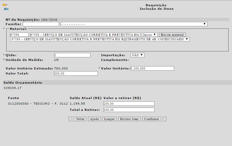 Pode-se fazer a busca por palavra-chave (nesse caso o sistema retorna todos os itens cadastrados com aquele termo) ou por código. (Os números indicam a sequência em que os passos devem ser realizados.