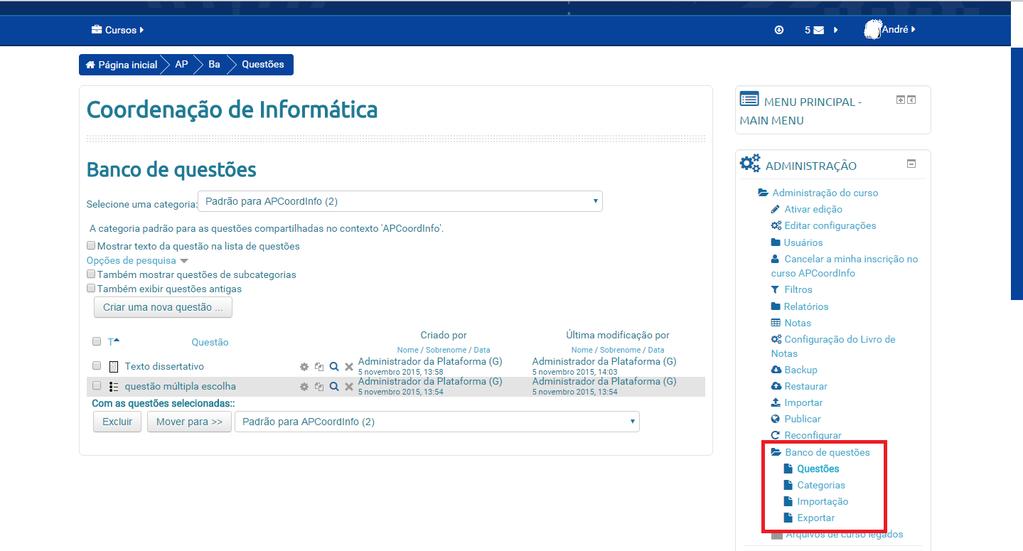 Tutorial - Inclusão de Categorias e Elaboração de Novas Questões 1.