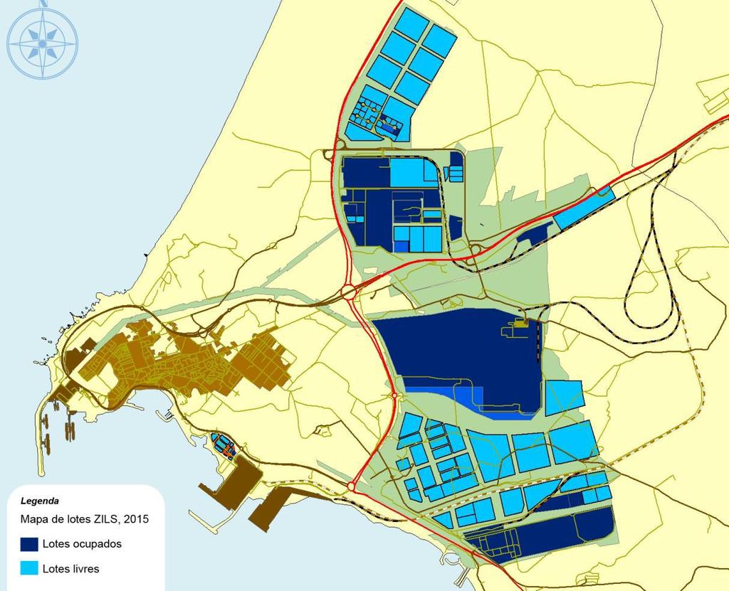 Figura 29 - Mapa de Lotes da ZILS, 2015 (gentilmente cedido pela Administração do Porto de Sines) 4.2.2.3.