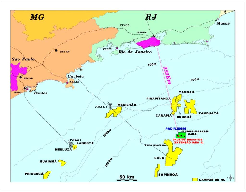 O conjunto de campos petrolíferos do pré-sal brasileiro situa-se a profundidades que variam