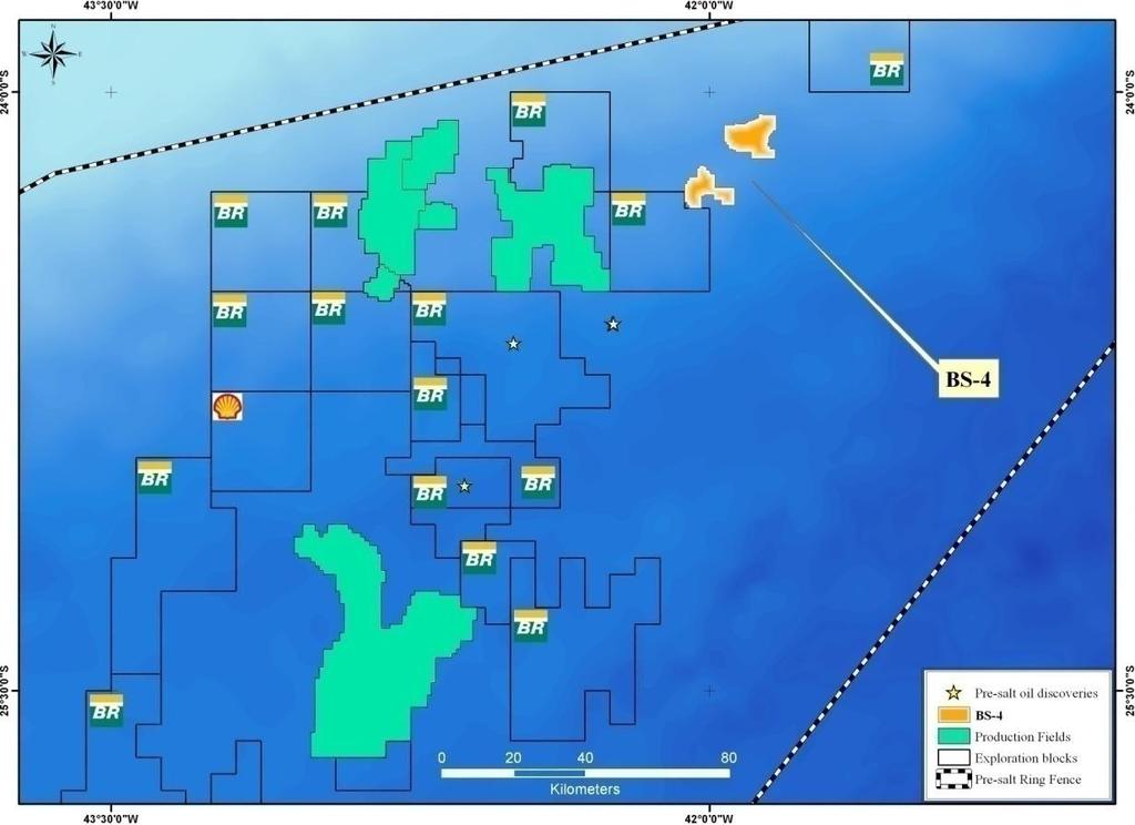 Área promissora com inúmeras descobertas próximas Bacia de Santos: BS-4 Localização Privilegiada Valor da transação: US$ 157,5 MM Campos de Atlanta e Oliva Potencial exploratório no pré-sal Santos 01