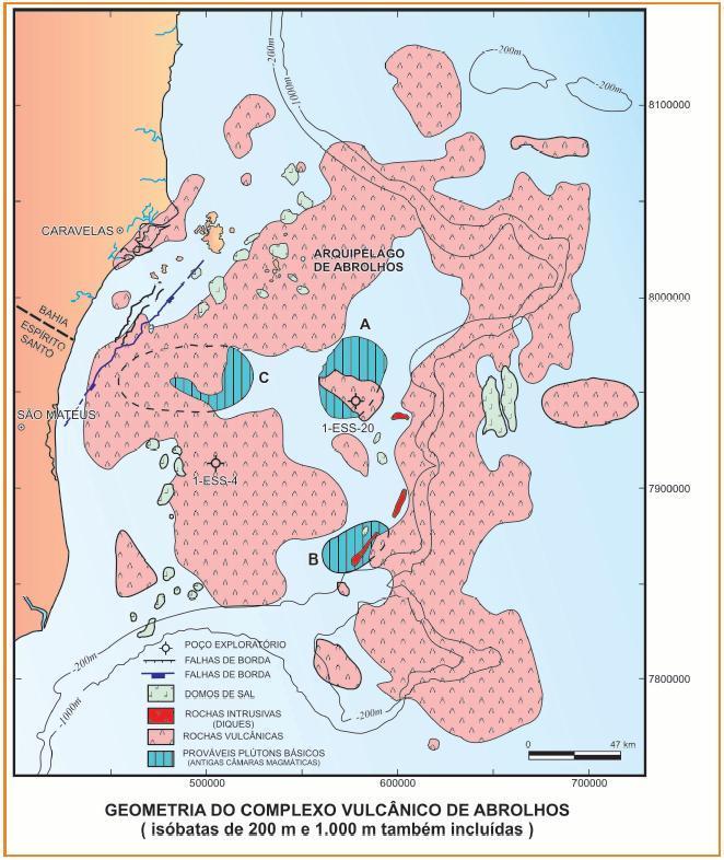 19 Pode ser caracterizado por uma zona de ocorrência principal de rochas vulcânicas, predominantes, que segue um padrão de distribuição pseudo-anelar uma distribuição antes heterogênea, e não