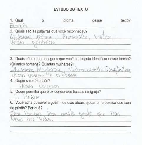 323 prisão? Por quê?). As respostas obtidas foram satisfatórias, haja vista o empenho realizado de toda a turma. Abaixo temos uma demonstração das respostas representada por um dos aprendizes. Fig.