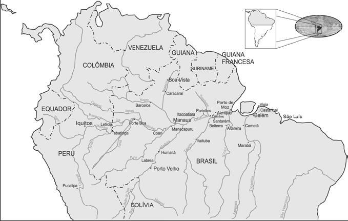 1. A bacia Amazônica - Drena, aproximadamente 6,9 milhões de km 2 do continente Sul Americano.