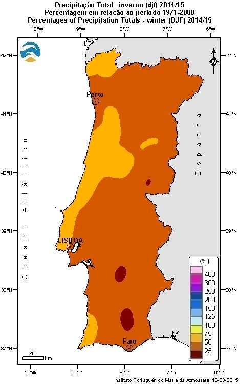 anomalias dos valores médios da temperatura média do ar e da quantidade de precipitação total no inverno.