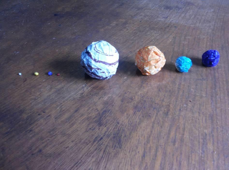 FIGURA 13: Bolas de papel que representam os planetas pintadas com as cores características de cada um.