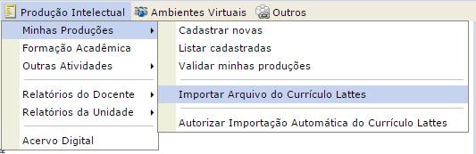 Importação do Currículo Lattes 1. Acesse o Portal do Docente 2.