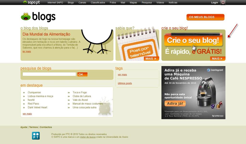 Apoio técnico Tutorial Blogs do Sapo Este tutorial pretende apoiar o processo de construção e personalização de um blogue com a ferramenta