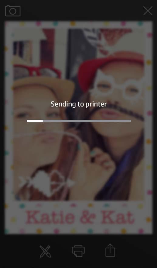 Imprimir uma fotografia 1. Toque no ícone da impressora para enviar a fotografia para a impressora de fotografias HP Sprocket. 2.