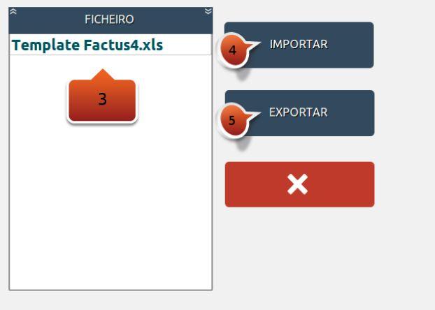 3. Escolher qual o ficheiro que pertende importar, ou exportar. 4.