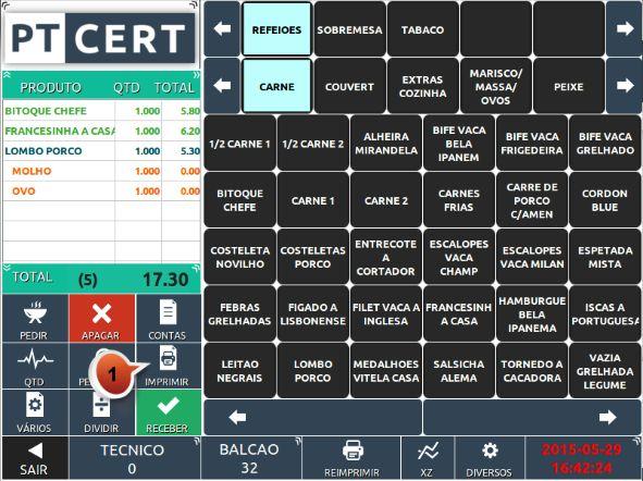 Como imprimir uma consulta de mesa Sem cliente identificado