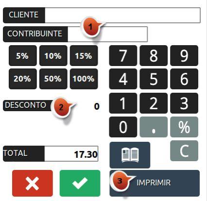 Com cliente identificado Para imprimir a consulta de mesa com o cliente identificado, clicar em imprimir pressionando, até abrir esta