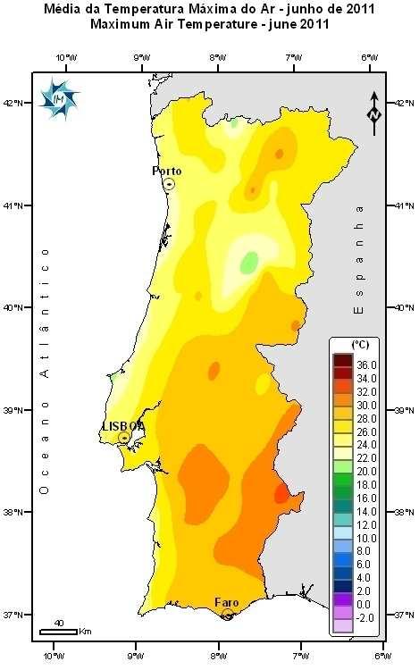 mínima foram, em geral, inferiores. Os valores médios mensais da temperatura máxima do ar variaram entre 20.18 C em Penhas Douradas e 32.