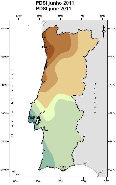 3. Insolação Os valores da insolação no mês de junho de 2011 foram superiores aos valores normais (1971-2000) em todo o território do Continente.