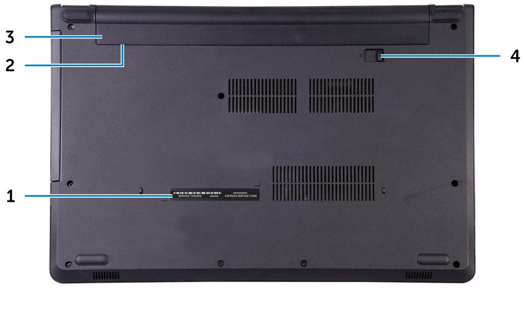 Posterior 1 Service Tag label The Service Tag is a unique alphanumeric identifier that enables Dell service technicians to identify the hardware components in your computer and access warranty