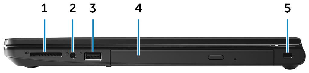 1 Power-adapter port Connect a power adapter to provide power to your computer and charge the battery.