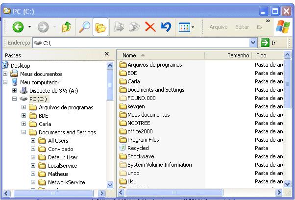 você observará que o Windows Explorer traz a janela dividida em duas partes. Mas tanto no primeiro como no segundo, esta configuração pode ser mudada.