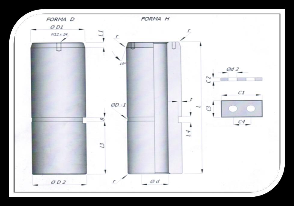 COLUNA DE GUIA COM TRAVA LCMGUTR Aço (58/60 HRC) CÓDIGO C1 C2 C3 C4 Ød2 TR01 32 5 20 16 9 TR02 40 8 25 24 11 TR03 50 10 32 30 14 TR04 63 10 40 40 14 TR05 80 10 40 50 14 TR06 100 10 50 60 18 Forma D