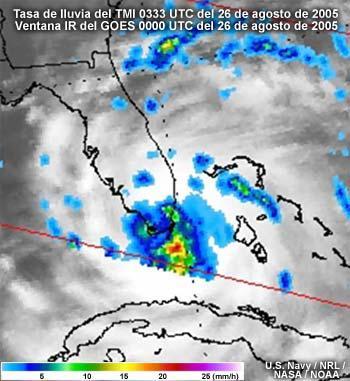 precipitação no aumento e a intensificação da tempestade à medida que o Furacão atravessa o sul de Florida