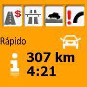 3. As seguintes partes de informações são exibidas: A rota ativa é exibida em seu comprimento total no mapa. O nome ou endereço do destino é exibido na parte superior da tela.