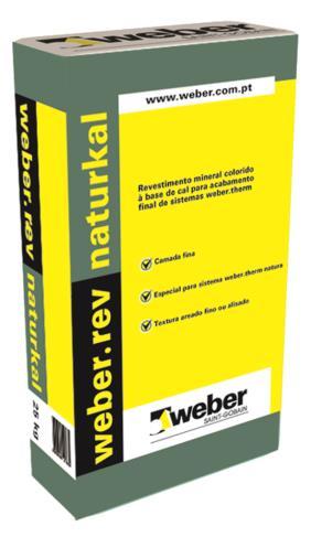 Sistema weber.therm mineral Pág 16/16 weber.rev naturkal UTILIZAÇÃO Acabamento mineral colorido à base de cal, em camada fina, para sistemas weber.